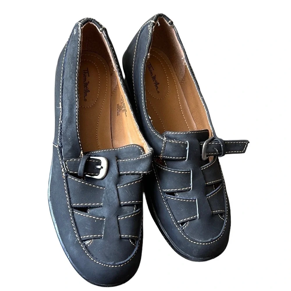 Thom McAn Dalia leather black easy on Loafer Shoes size 8